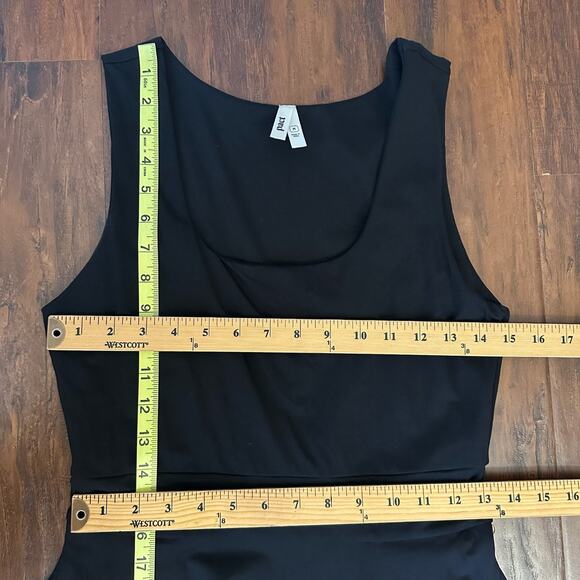 PACT Midi Tank Dress Black Sleeveless Asymmetric Stretch High Low Gothic - Picture 9 of 10